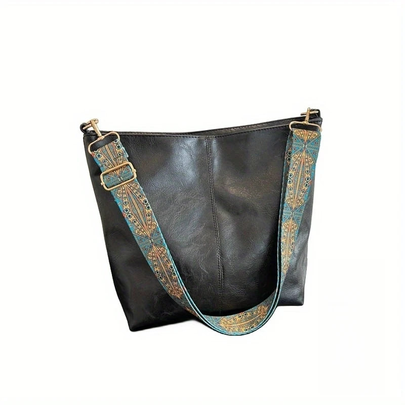 Geometric Strap Hobo Bag, Large Capacity Crossbody Bag, Bohemian Style, Women's Retro Style Shoulder Bag For Birthday Gifts