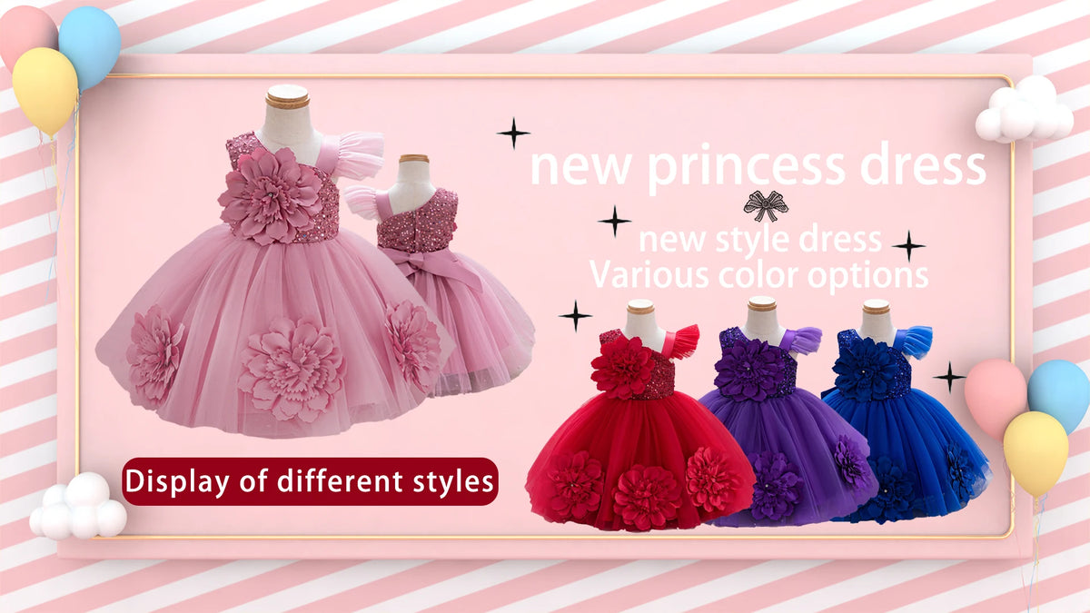 Sparkling Pink Flower Girl Dress Big Bow Heart Tulle Tutu Dress Flower Wedding Princess Birthday Party Prom First Communion Ball