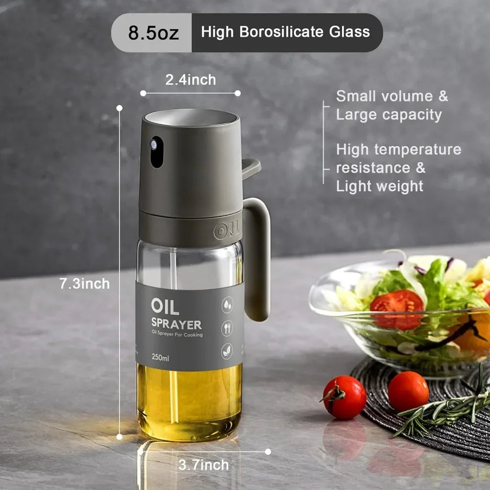 Pulverizador de aceite para cocina, pulverizador de aceite de vidrio de 250 ml, pulverizador de aceite de cocina, pulverizador de aceite de oliva, dispensador de aceite