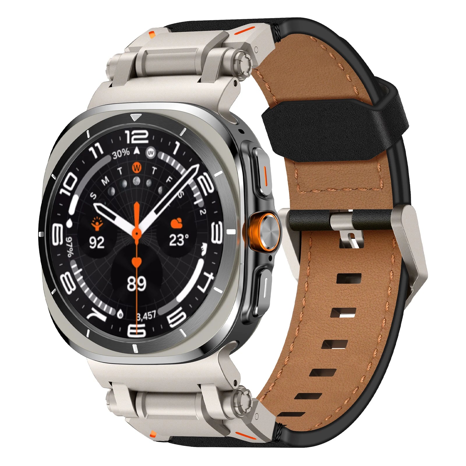 Luxury Leather Band for Samsung Galaxy Watch Ultra 2025 2024 47mm Business Strap for Galaxy Watch Ultra Adjustable Men Wristband