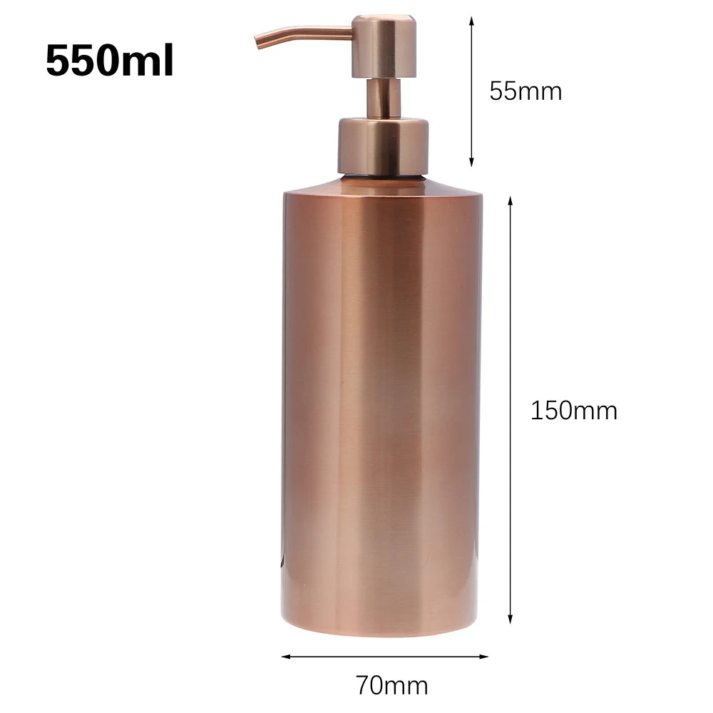 250/350/550Ml Rose Goldr Liquid Soap Dispenser Pump Bottle Lotion Hand Sanitizer Shampoo Stainless Steel Bottle Bathroom