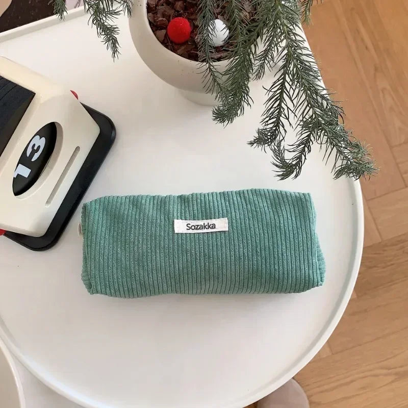 Soft Large Cosmetic Bags Women'S Neceser Makeup Toiletry Bag Fashion Travel Make Up Bag Corduroy Brush Pencil Organizer Case