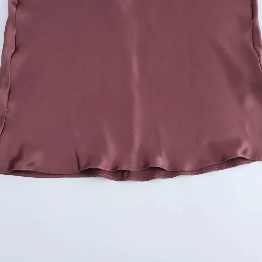New Elegant women's fashion silk satin texture MIDI dress sexy backless party slip dress