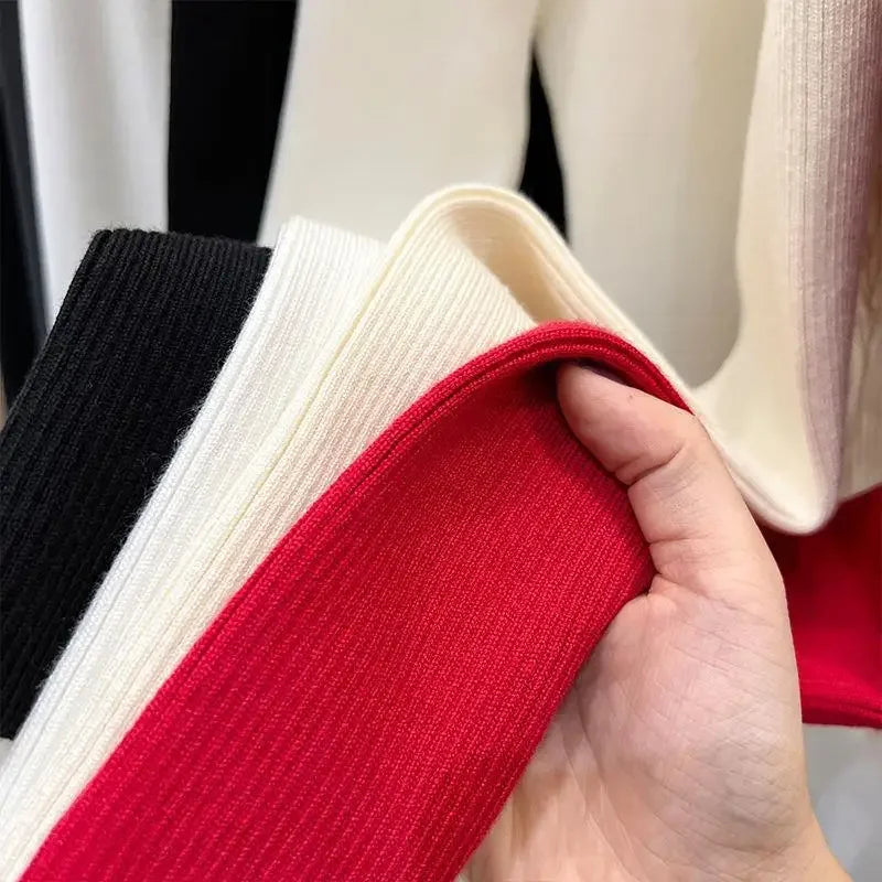Women's Knitted Short Sweater Square Collar Base Shirt Color Collision Design Sensation Autumn Winter Special Edition Top