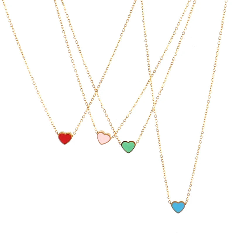 Female 316L Stainless Steel Necklace for Women Color Love Heart Pendant Necklace Heart Charm Necklace Fashion Jewelry Gifts