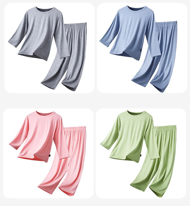 Unisex Kids Long Sleeve Pajamas Set - Cotton Blend Sleepwear