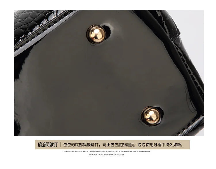 2025 New Patent Leather Women's Bag Striped Handbag Women's Crossbody Shoulder Bag Shell Bag Large Capacity Outdoor Travel