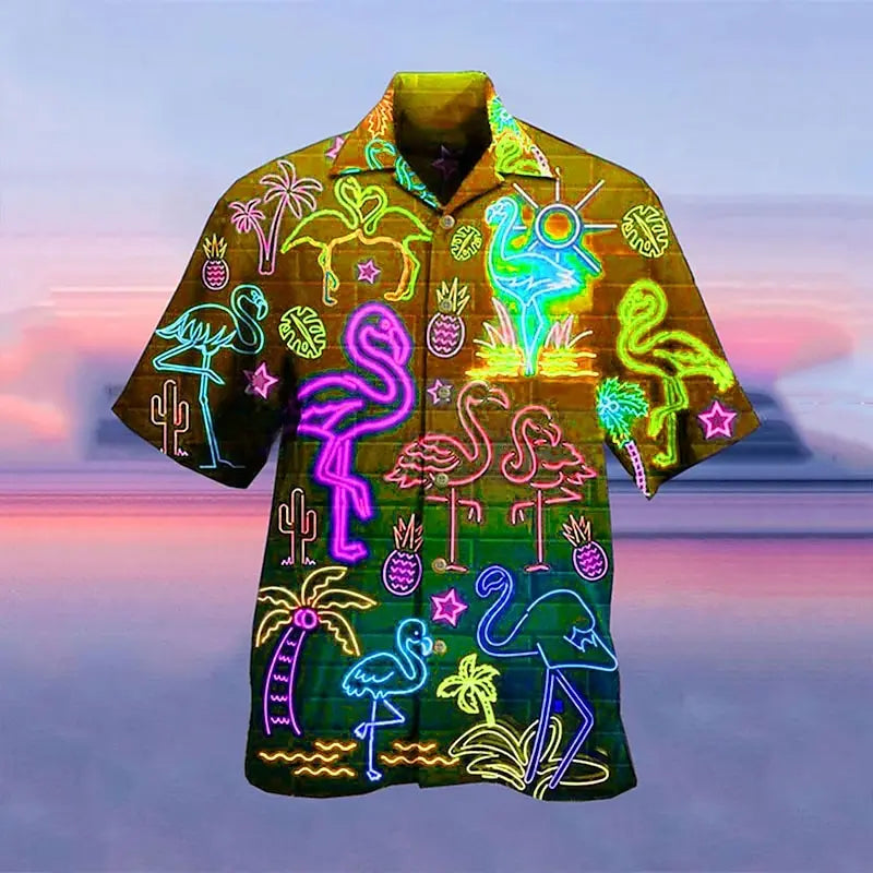 Men's Hawaiian Casual Shirt - Short Sleeve 3D Print Fluorescent