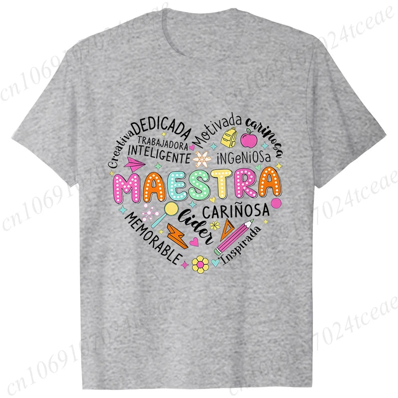 Spanish Maestra Women's T-Shirt Casual Short Sleeve Graphic Tee