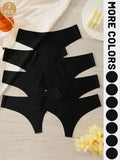 7 Pack Seamless Women'S'S Thongs, Low Rise Comfortable Breathable No Show Invisible Daily Underwear