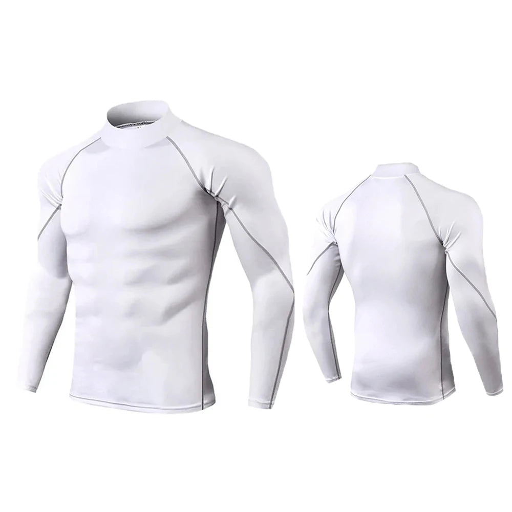 Men's Compression Turtleneck Long Sleeve Shirt - Athletic Gym Base Layer