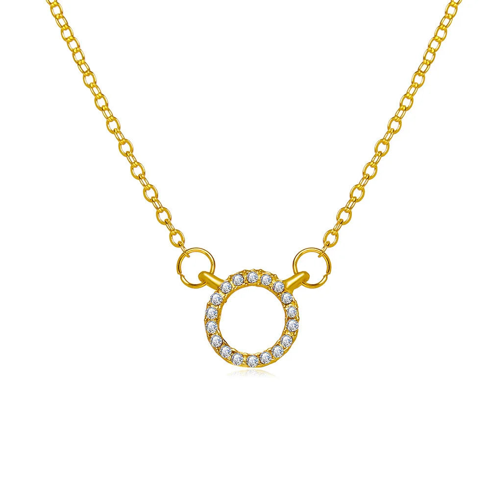 Fashion Trend Elegant Crystal Circle Pendant Necklace