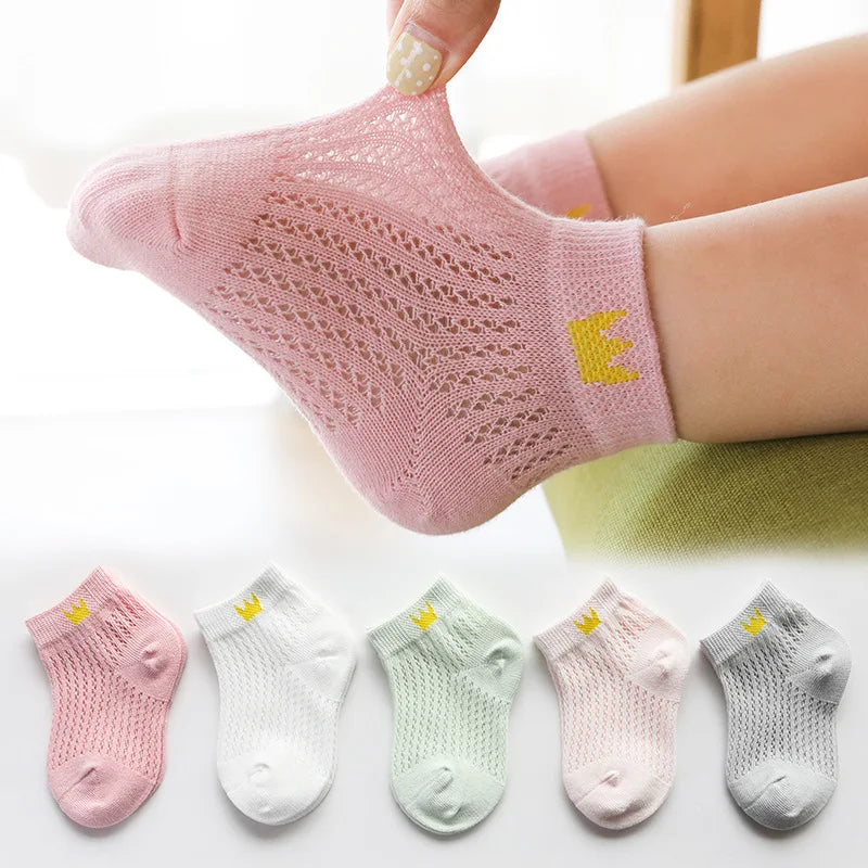 Kids Ultrathin Mesh Boat Socks – 5 Pairs, Ages 0-5Y