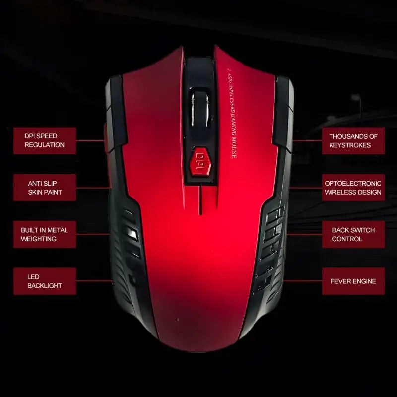 Ratón inalámbrico 2.4G con receptor USB, 6 botones, óptico profesional, ratones inalámbricos USB de desplazamiento a la derecha para PC Gamer portátil