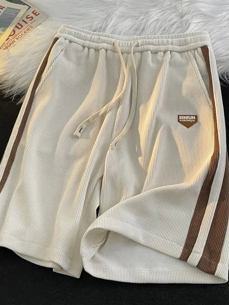 Mens Y2K Shorts Loose Straight Fit Retro American Gym Wear Striped Contrasting Color For Men