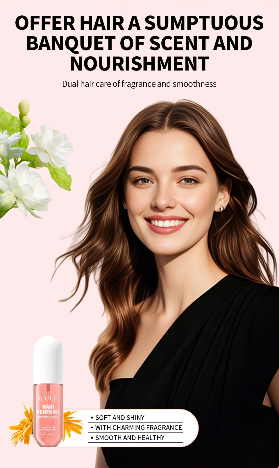 80ml Hair Perfume Long-lasting Natural Fragrance Hair Spray Liquid Plants Extract Moisturizing Hair Care Hair Mist for Men Women