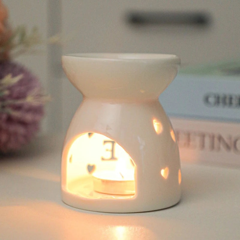 White Ceramic Hollow Incense Burner & Aromatherapy Diffuser