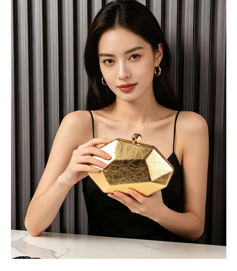 Women's Summer Bag 2026 Gold Irregular Small Hand Bag High Quality Premium Luxury Brand Handbags Evening Wedding Cross Clutch