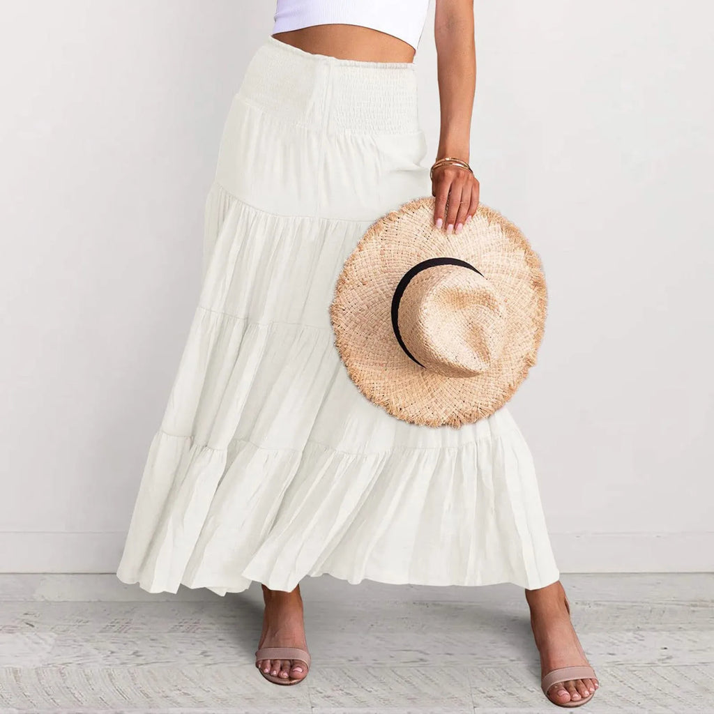 Boho High Waist Maxi Skirt – Flowy A-Line Beach & Casual Style