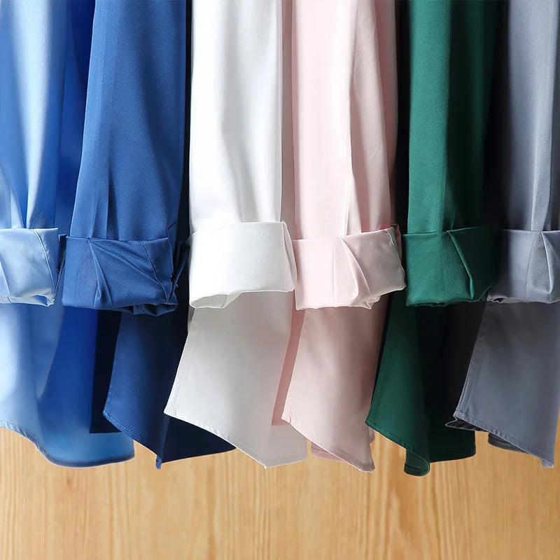 New Stretch Anti-Wrinkle Men'S Shirts Long Sleeve Dress Shirts For Men Slim Fit Camisa Social Business Blouse White Shirt S-6Xl