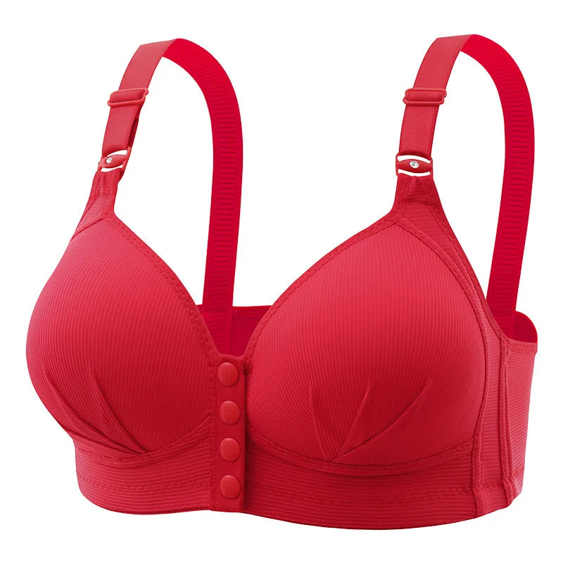 New Large Size Front Buckle Sexy Push Up Women'S'S Bra Adjustable Thin Cup Breathable Comfortable Middle-Aged Mom Ladies Underwear
