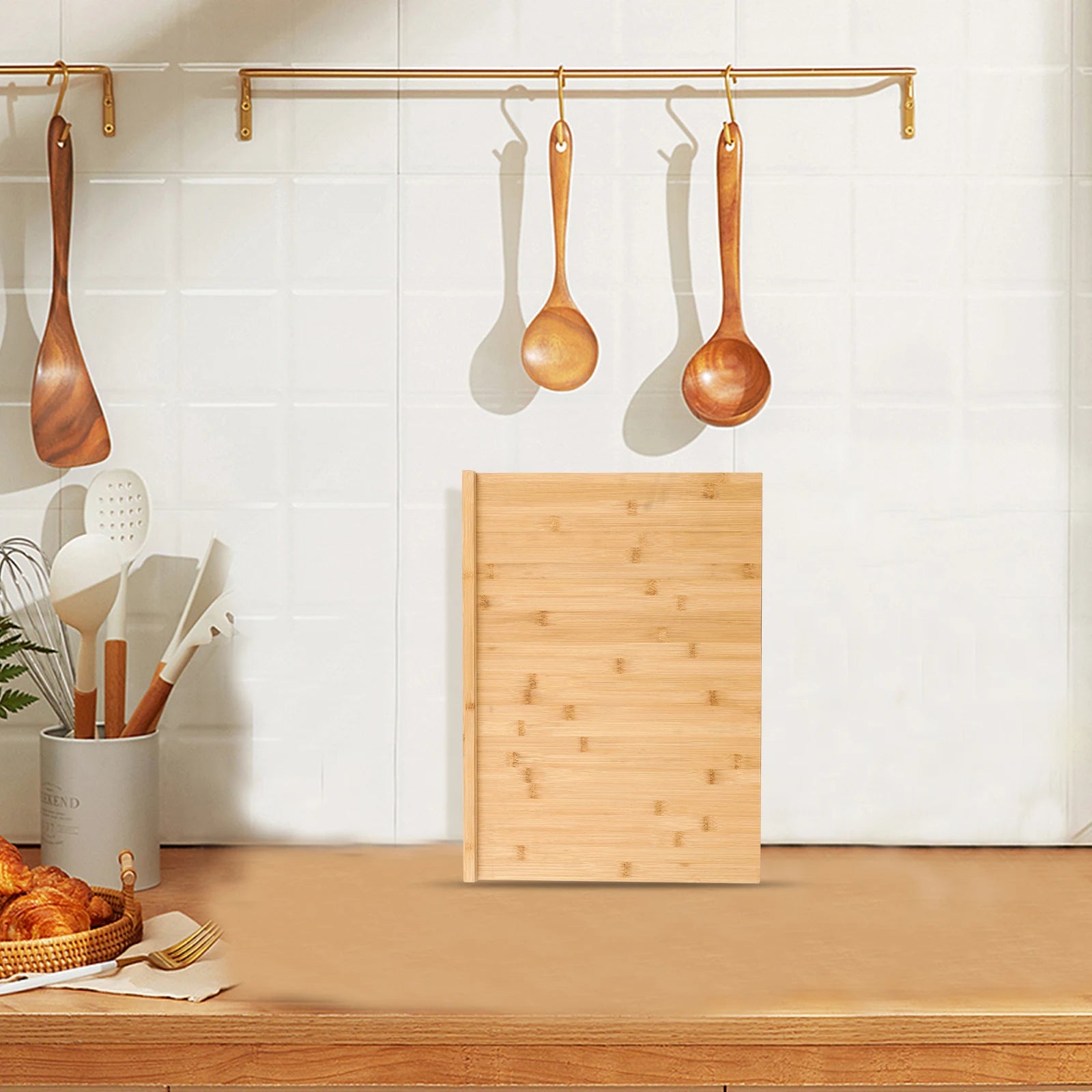 Tabla de Pastelería de Bambú Multifunción para Mostrador con Ranura Invertida Tabla de Cortar de Cocina Suministros de Cocina