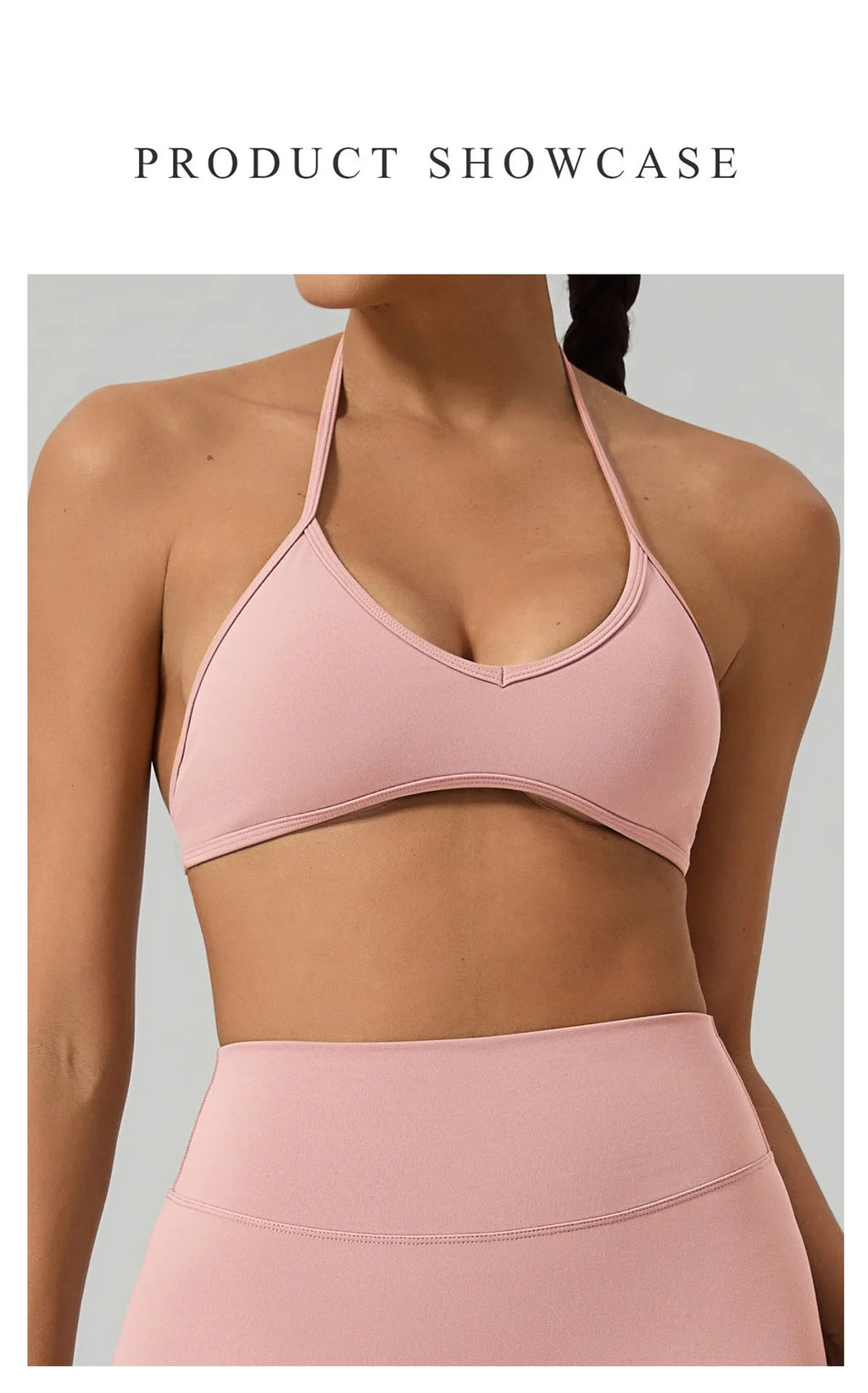 Women's Summer Halter Neck Padded Sports Yoga Bra Shock Absorption Support Backless Crop Top for Outdoor Running And Gym