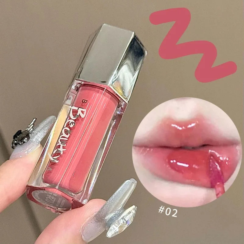 Ice Transparent Brown Lip Gloss Moisturizing Glossy Liquid Lipstick Water Light Glass Mirror Lip Glaze Long-lasting Beauty Lips