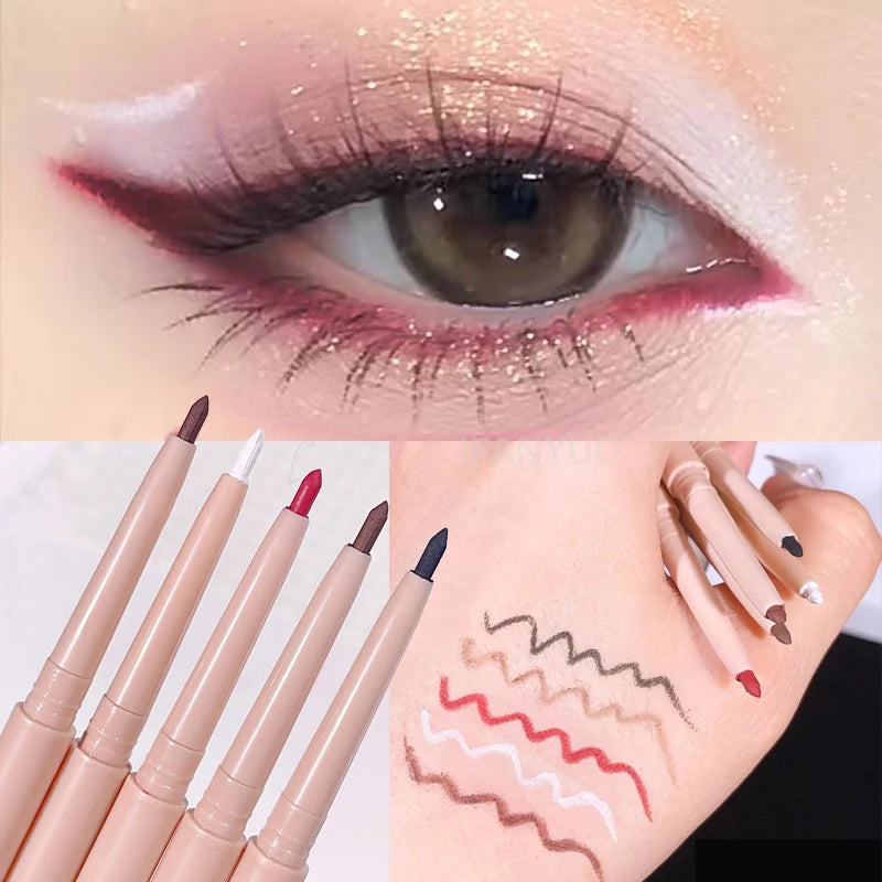 Matte Red Brown Eyeliner Gel Pen Ultra-thin Long Lasting Quick Dry Smooth Colorful Eye Shadow Lying Silkworm Pen Makeup Cosmetic