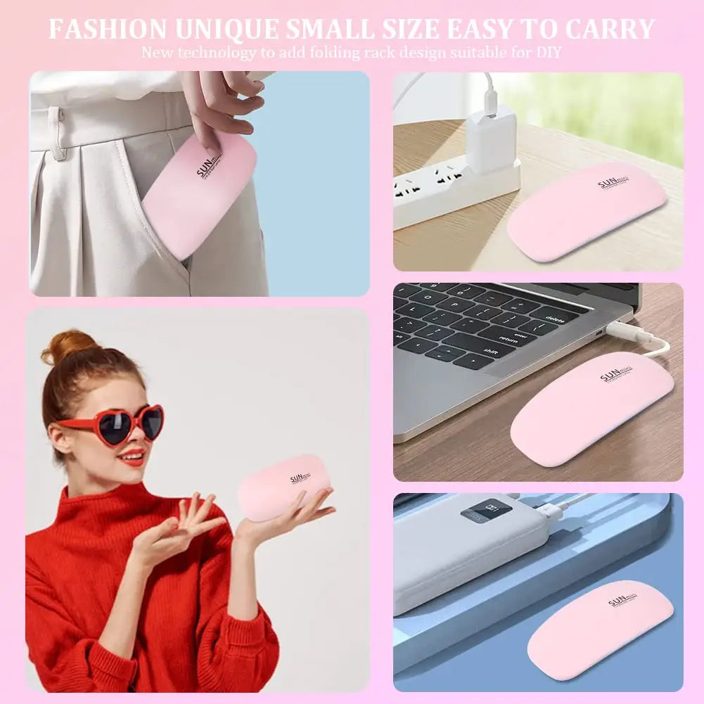 LINMANDA Mini Nail Dryer Lamp 6W LED UV Portable Nail Dryer Curing Lamp Light for Gel Based Polish with 45s/60s Timer Setting