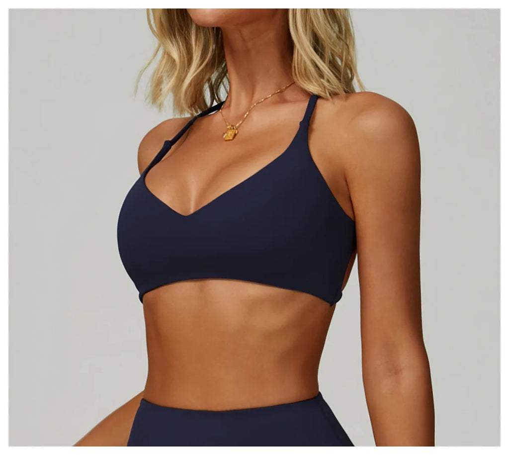Hearuisavy Breathable Sports Bra Women Quick Drying ShockProof Gym Workout Top Casual Yoga Clothing Push Up Running Fitness Bras