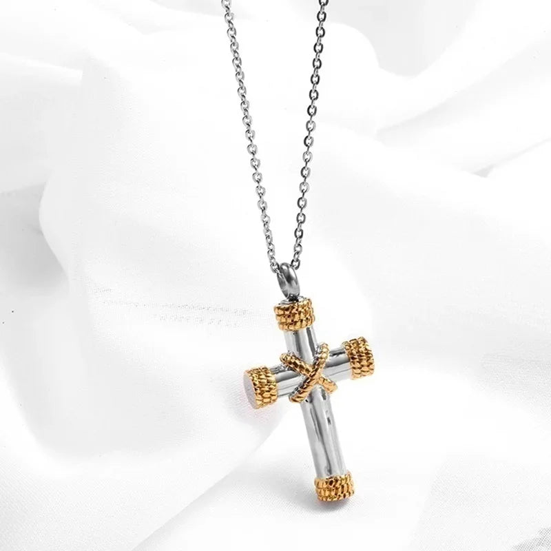 Jesus Christ Cross Mens Necklace Gold Color Cross Religious Pendant Necklace Accessory Chain Accessories