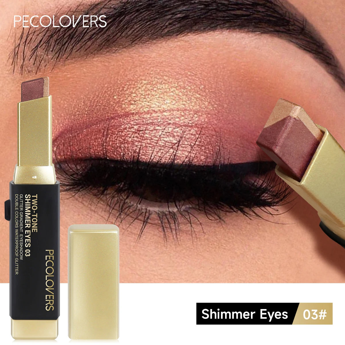 Dual Color Eyeshadow Stick Waterproof Glitter Metallic Shadow Long Lasting For Bold Eye Looks