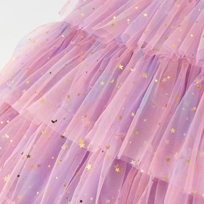 Girls Rainbow layered Dress Birthday Dress Teens Girl Clothes Summer Sequined Princess Mesh Tutu Dresses Kid Party Costume