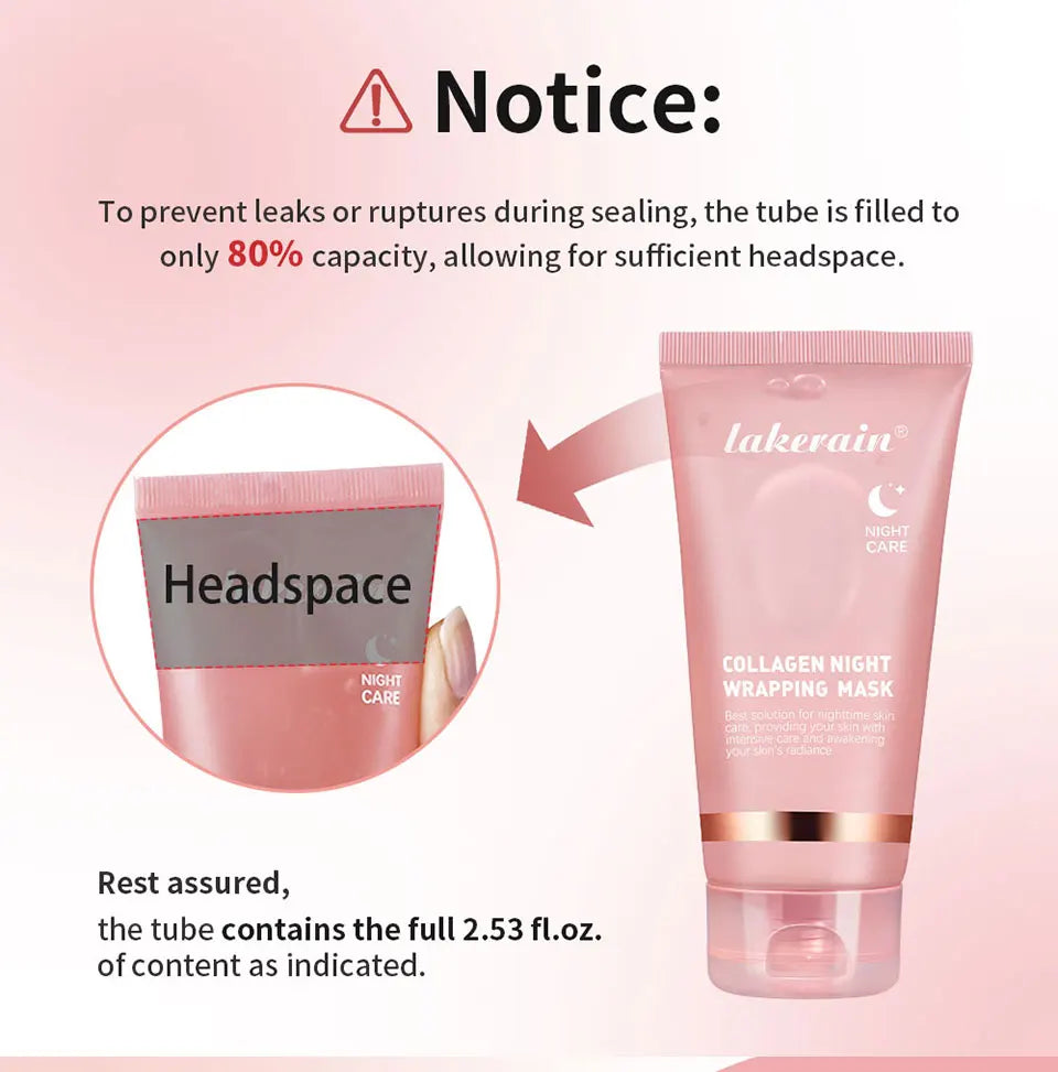 Collagen Overnight Wrapping Peel Off Facial Mask, Korean Collagen Night Wrapping Mask Deeply Hydrates Night Care Mask Cream 75ml