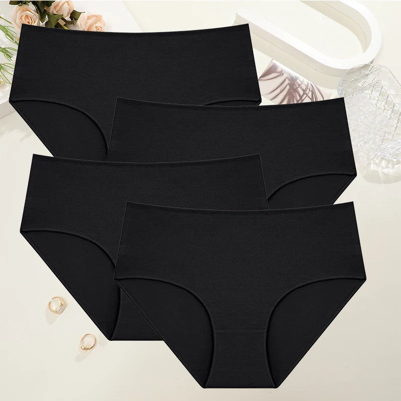 Plus Size Womens Comfort Cotton Panties Set High Waist Seamless Breathable Underwear 4 Pack S To 2XL