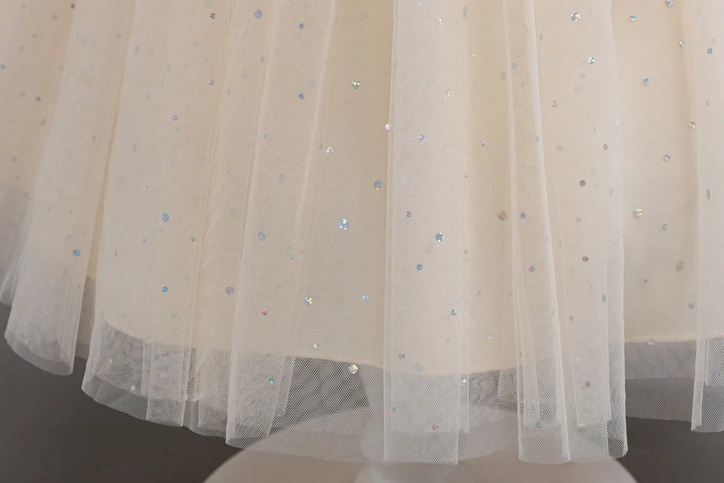 HETISO Princess Dress for Girls Red Christmas Lace Dots Embroidery 3D Flower Formal Party Birthday Gown Kids 2-10 Years