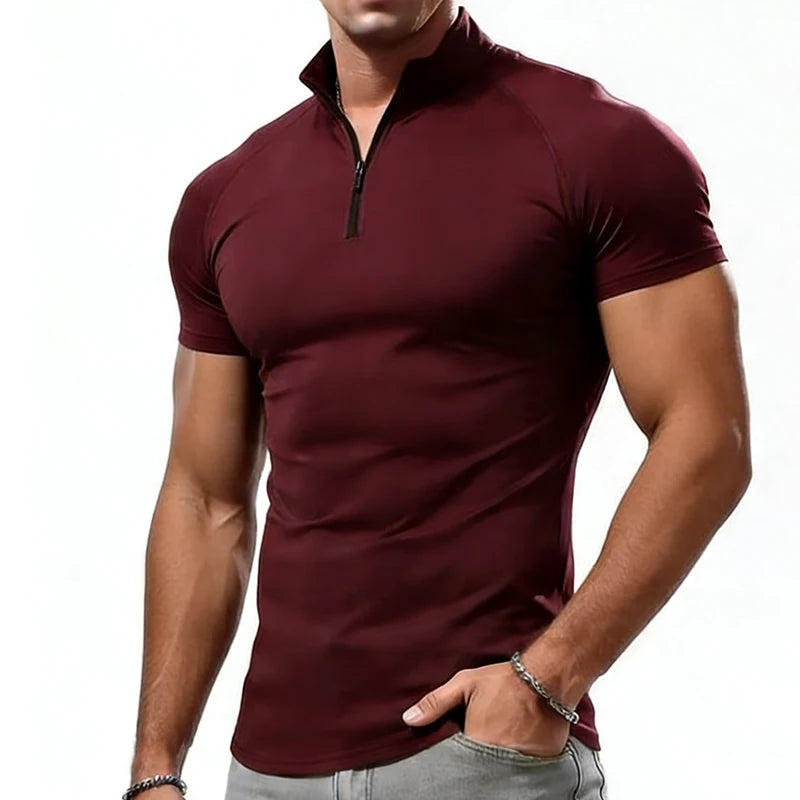 Mens Compression T Shirt Zipper Neck Slim Fit For Gym Performance Athletic Tee For Athletes