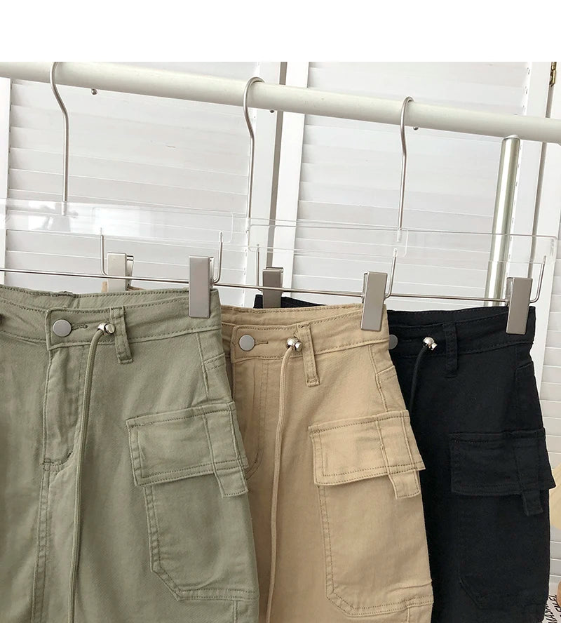 Retro High Waist Denim  Skirt Women's Spring Summer Autumn Casual Drawstring Anti-Light Short Skirt Polyester Fiber