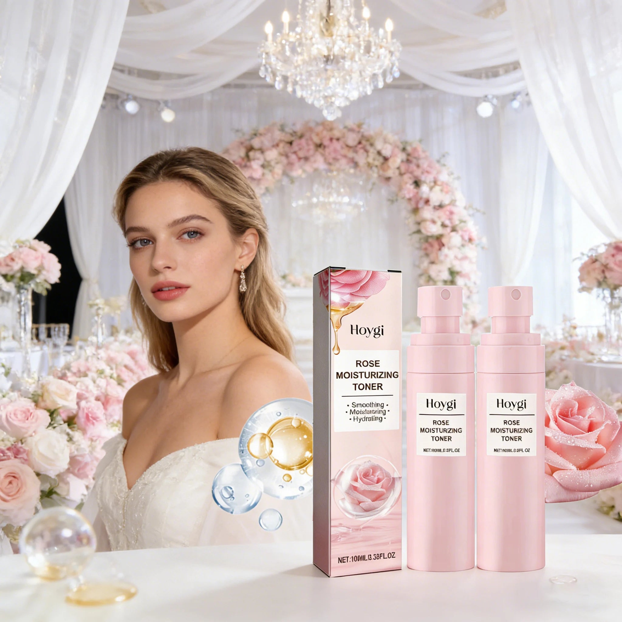 Rose Water Facial Spray Moisturizing Toner for Dry Skin Pore Minimization Bridal Skin Care Pre-Wedding Prep Facial Mist