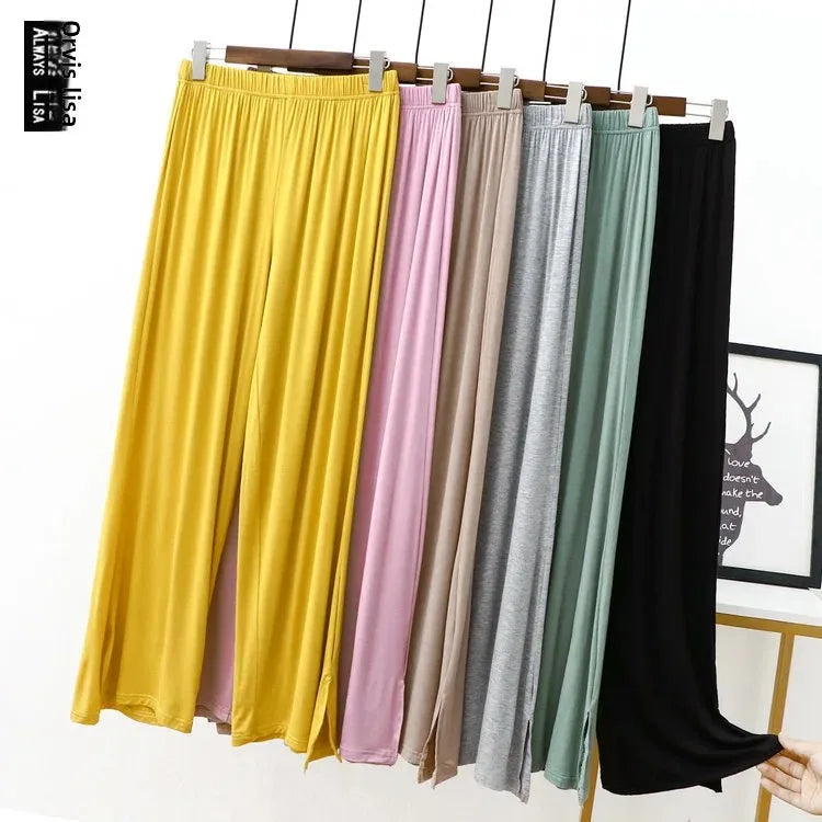 Women's Modal Wide-Leg Pants - Floor-Length Casual Loose Trousers