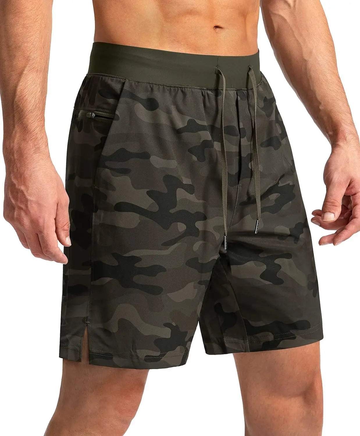 Ice Silk Cooling Shorts For Men Quick Dry Running Fitness With Zipper Pockets Loose Fit Athletic Gym Wear