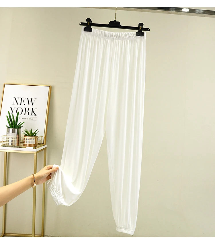 Loose Modal Women's Summer High Waist Wide Leg Pants Comfortable Casual Thin Sleepwear Mosquito Repellent  Color Trousers