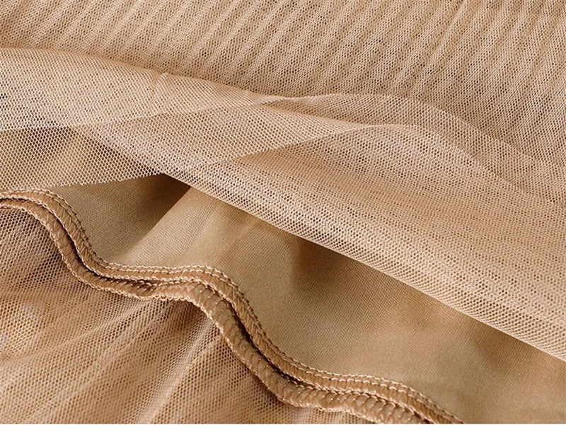 Woman Mesh Long Midi Cake Skirt Solid Color Elegant French Tiered Fairy Tulle Skirts Khaki Casual High Waist Faldas