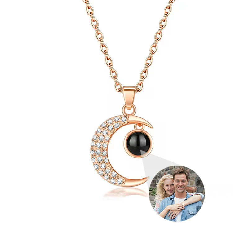 Custom Photo Projection Necklace With I Love You In 100 Languages Personalized Gift For Women