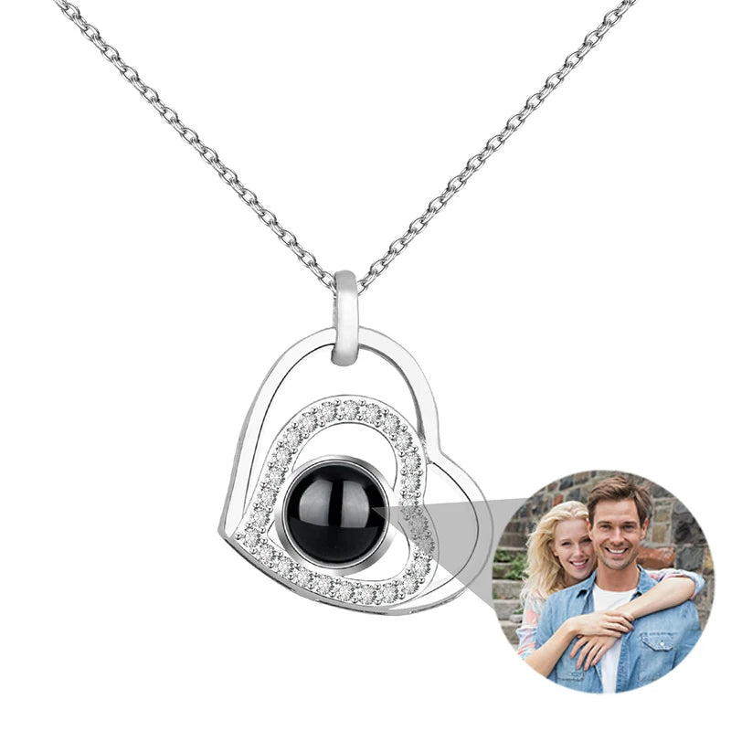 Custom Photo Projection Necklace With I Love You In 100 Languages Personalized Gift For Women