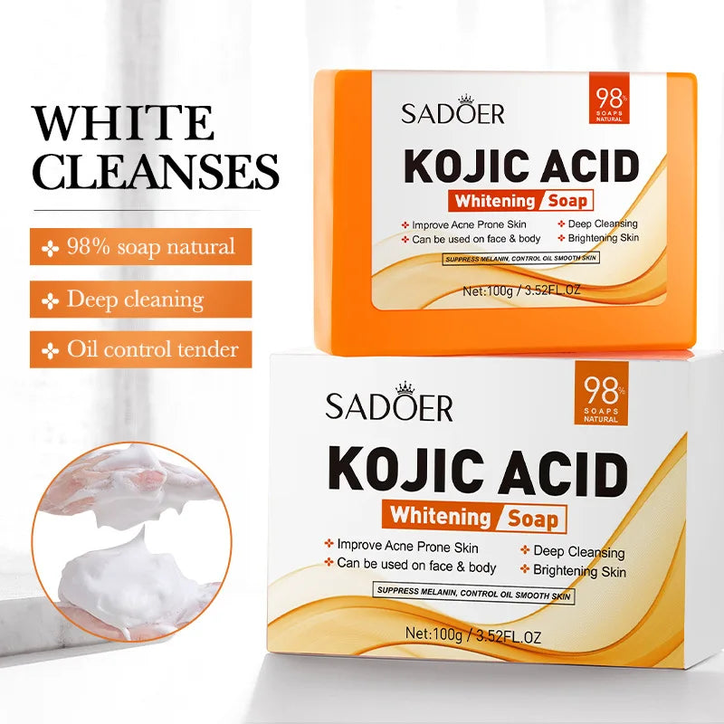 Sadoer Kojic Acid Facial Soap Face Wash Foam Facial Cleanser Moisturizing Hydrating Oil Control Body Bathing Handmade Soap