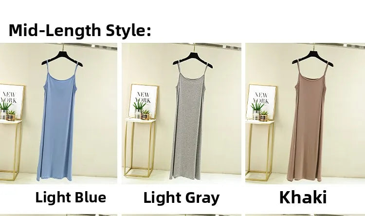 Modal Sleeveless Vest Dress Women Summer Thin Base Layer Color Block Casual round Neck Scene Casual July Deer Brand Dress