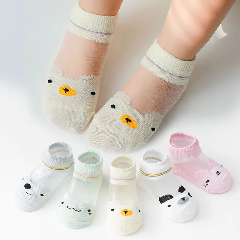 Kids Ultrathin Mesh Boat Socks – 5 Pairs, Ages 0-5Y