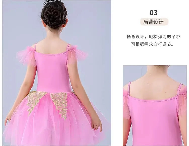 Girls Clothes Ballerine Baby Dresses Vestido Outfit Girl Ballet Leotards Robe Fille Summer Kids Ballet Dress Tutu Dance Costumes